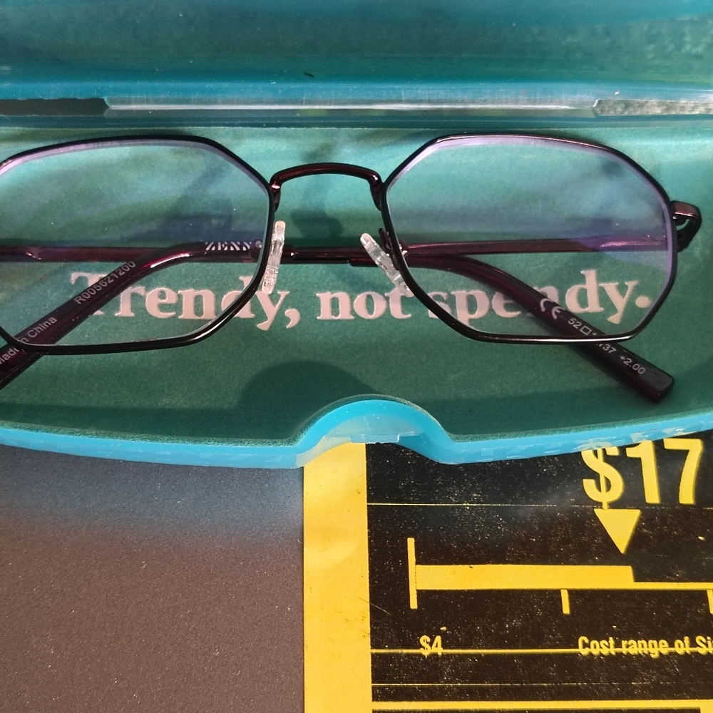 Purple Rectangular Glasses Zenni Reading 2.00